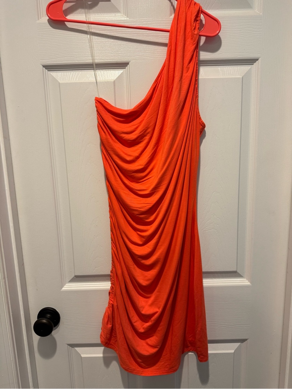 A New Day One-Shoulder Draped Orange Cocktail Dress